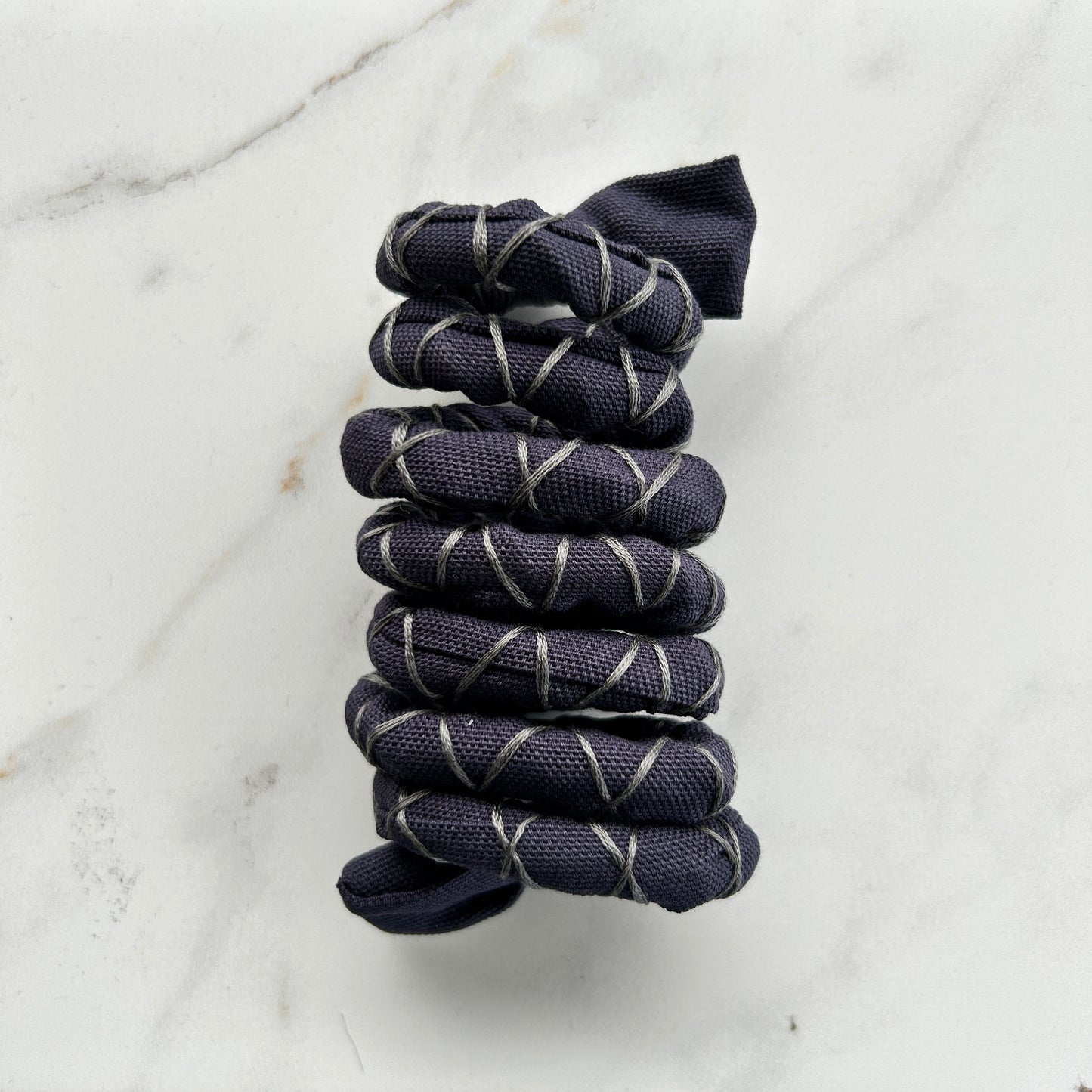 Indigo Denim Fully Wrapped Spiral Tie