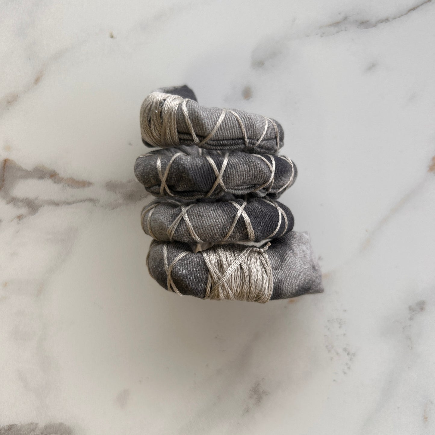 Distressed Grey Fully Wrapped Spiral Ties